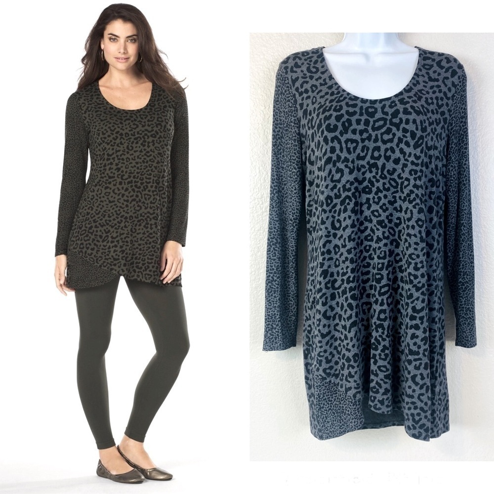 Soma Live Lounge Wear Lux Leopard Wrapped Hem Tunic Size S